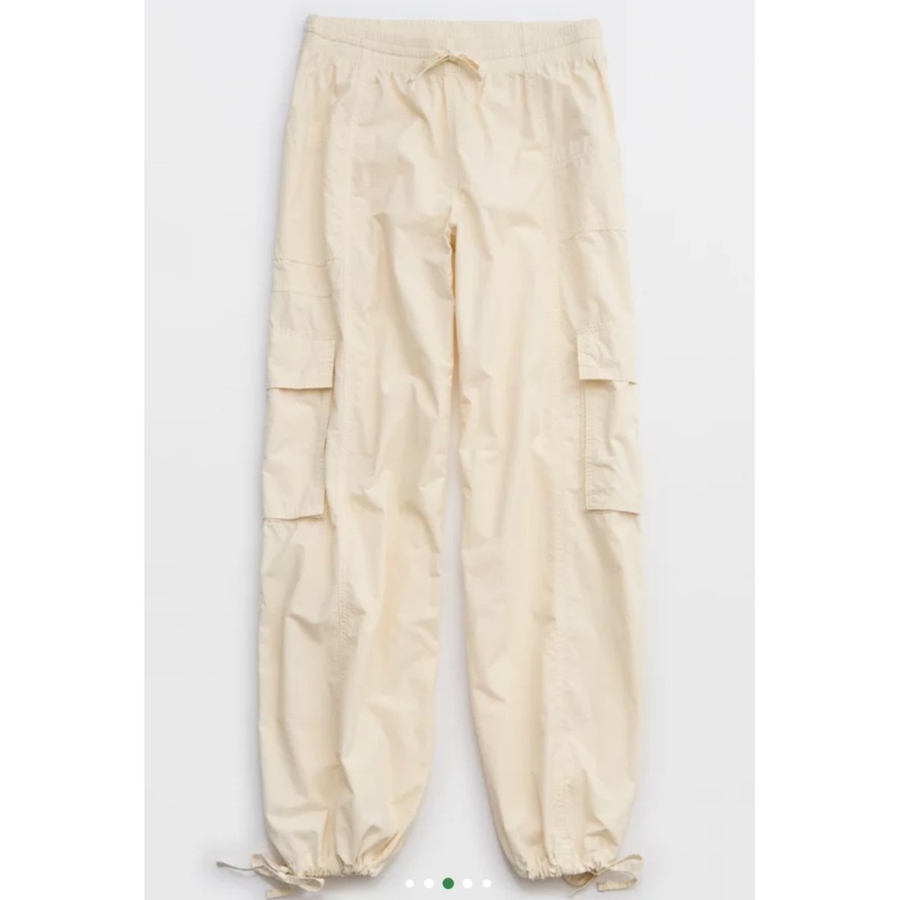 Aerie, Large, High Waisted Go For It Baggy  Cargo Pant, Ivory, Pull On, Gorpcore
